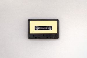 photo of black and brown cassette tape